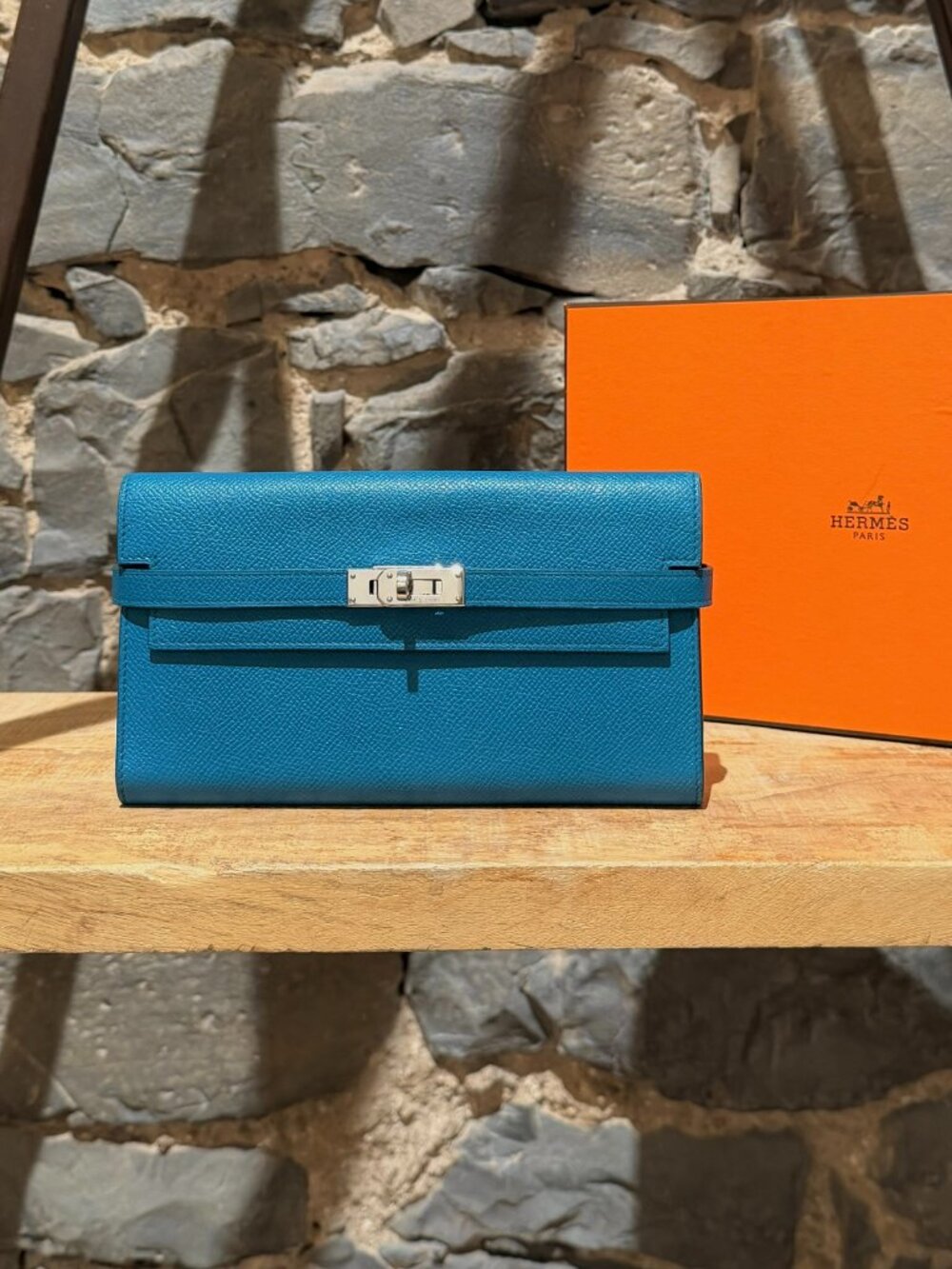 Hermès 2014 Blue Izmir Epsom Kelly Long Wallet